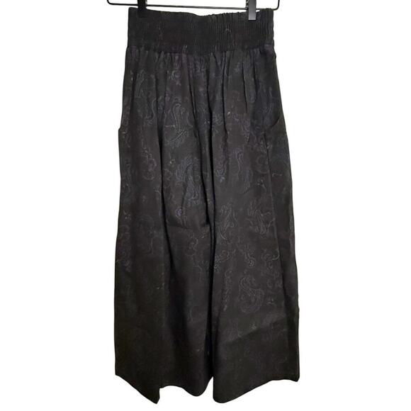 Vintage Ollie Pull On Wide Leg Pants High Rise Brocade Paisley Print Black Small - Picture 3 of 5